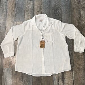 Sundry White Lightweight Casual Button-Down Shirt